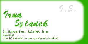 irma szladek business card